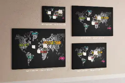 Positive World Map Printed Cork Board