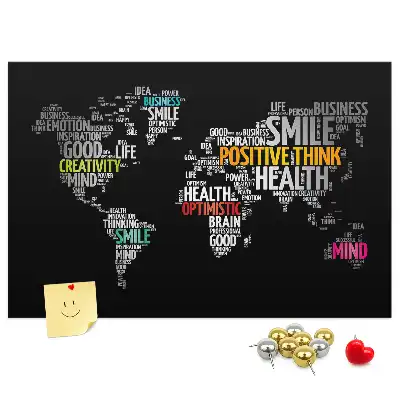 Positive World Map Printed Cork Board