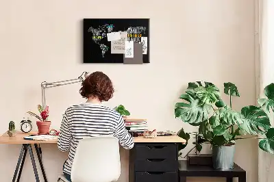 Positive World Map Printed Cork Board