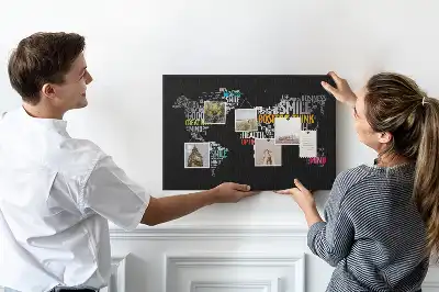 Positive World Map Printed Cork Board
