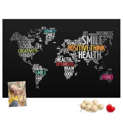 Positive World Map Printed Cork Board