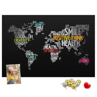 Positive World Map Printed Cork Board