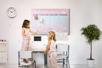 Printed Cork Memo Board Unicorns weekly planner