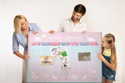 Printed Cork Memo Board Unicorns weekly planner