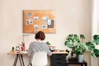 Cork memo board with geometric triangle abstraction print