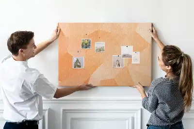 Cork memo board with geometric triangle abstraction print