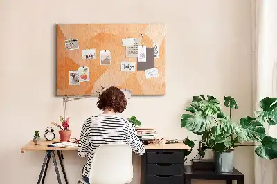 Cork memo board with geometric triangle abstraction print