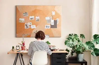 Cork memo board with geometric triangle abstraction print