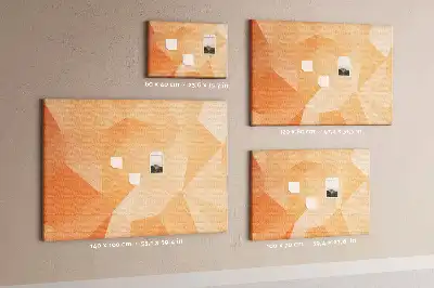Cork memo board with geometric triangle abstraction print