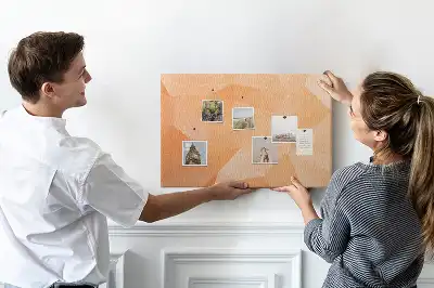 Cork memo board with geometric triangle abstraction print