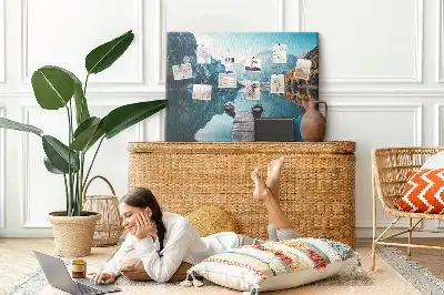 Printed Cork Board Boats on the lake