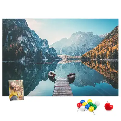 Printed Cork Board Boats on the lake