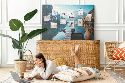 Printed Cork Board Boats on the lake
