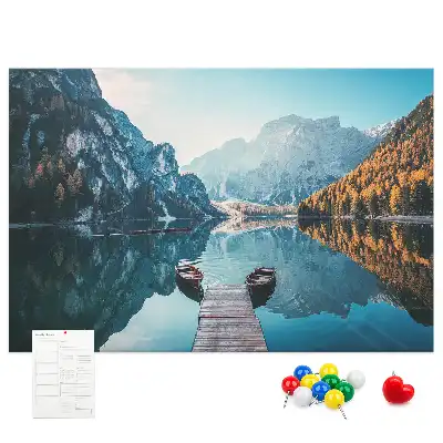 Printed Cork Board Boats on the lake