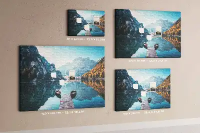 Printed Cork Board with Lake Boat Scene