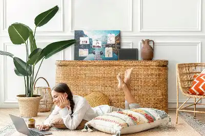 Printed Cork Board Boats on the lake