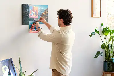Printed Cork Board with Lake Boat Scene