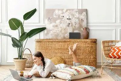 Small Printed Cork Board with White Flowers