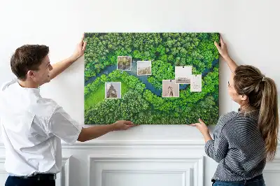 Printed Cork Memo Board River in the forest