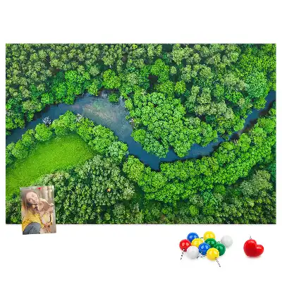 Printed Cork Memo Board River in the forest