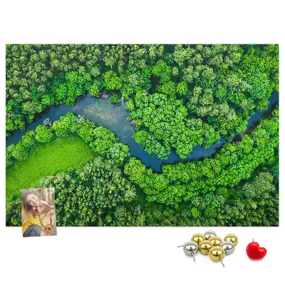 Printed Cork Memo Board River in the forest