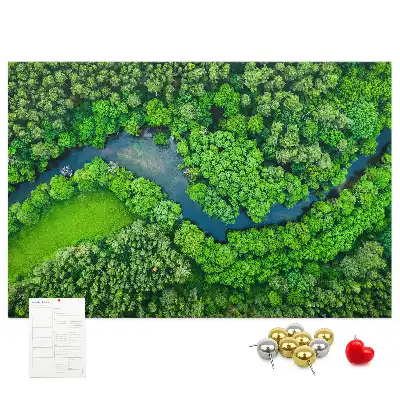 Printed Cork Memo Board River in the forest