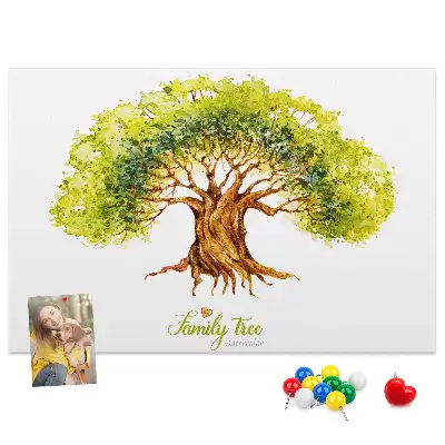 Cork memo board Family tree