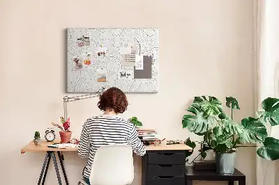 Printed Cork Memo Board with Abstract Splashes Design