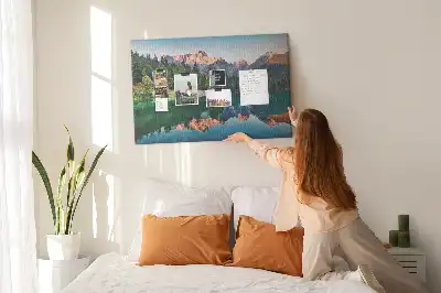 Cork memo board Lake landscape
