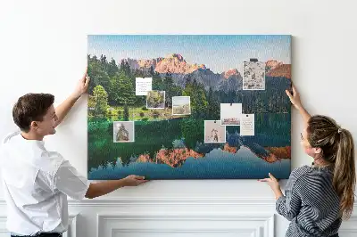 Cork memo board Lake landscape