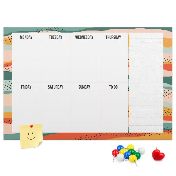 Retro Printed Weekly Planner Cork Board