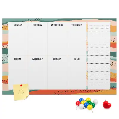 Retro Printed Weekly Planner Cork Board