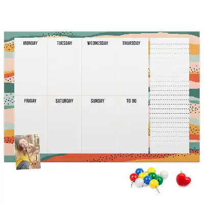 Retro Printed Weekly Planner Cork Board