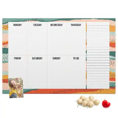 Retro Printed Weekly Planner Cork Board