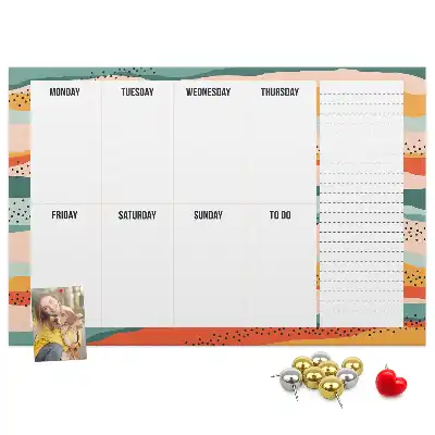 Retro Printed Weekly Planner Cork Board