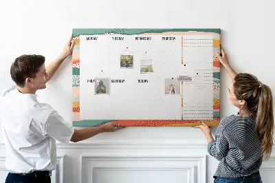 Retro Printed Weekly Planner Cork Board