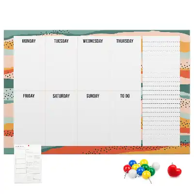 Retro Printed Weekly Planner Cork Board
