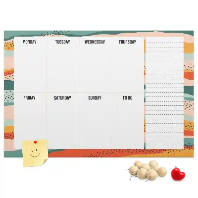 Retro Printed Weekly Planner Cork Board