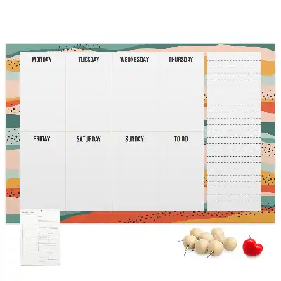 Retro Printed Weekly Planner Cork Board