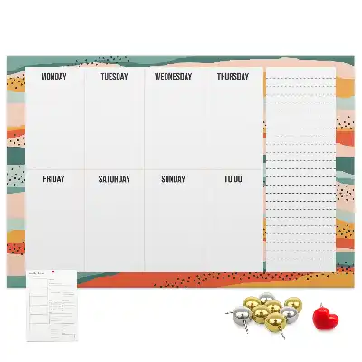 Retro Printed Weekly Planner Cork Board