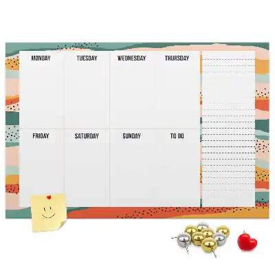 Retro Printed Weekly Planner Cork Board