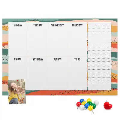 Retro Printed Weekly Planner Cork Board