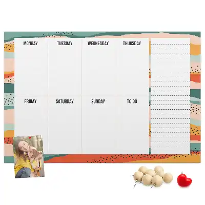 Retro Printed Weekly Planner Cork Board