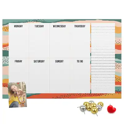 Retro Printed Weekly Planner Cork Board