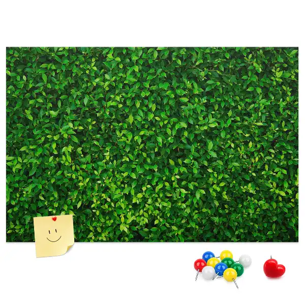 Printed Cork Memo Board Hedge leaves