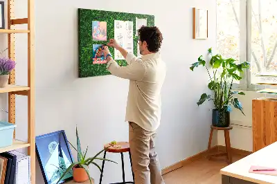 Printed Cork Memo Board Hedge leaves