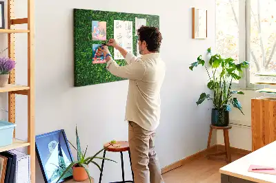 Printed Cork Memo Board Hedge leaves