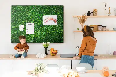 Printed Cork Memo Board Hedge leaves