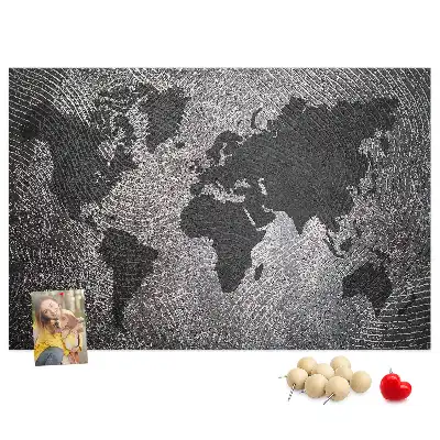 Cork Memo Board with Concrete World Map Design