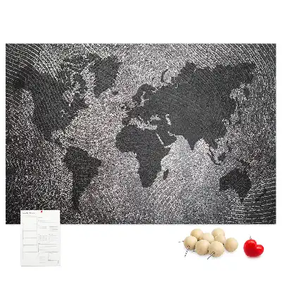 Cork Memo Board with Concrete World Map Design